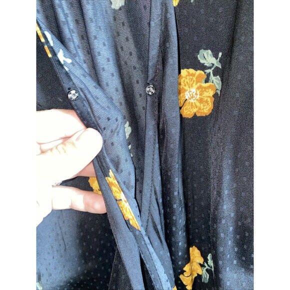 Madewell Womens Satin Floral Blouse Polka Dot Cottage Spring Tie Snap Cottage L - Picture 6 of 9